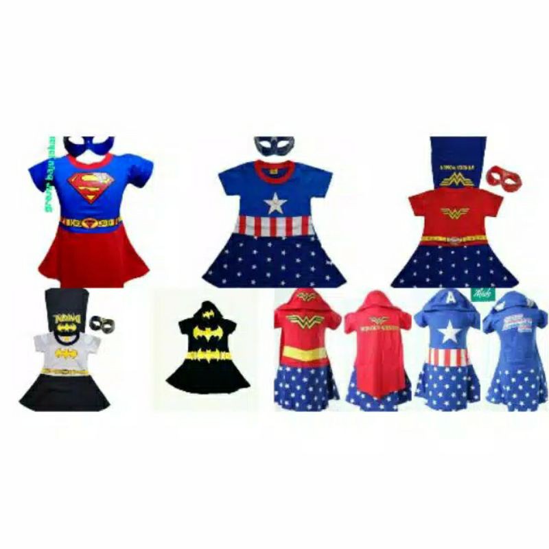 DRESS ANAK PEREMPUAN MOTIF SUPERHERO