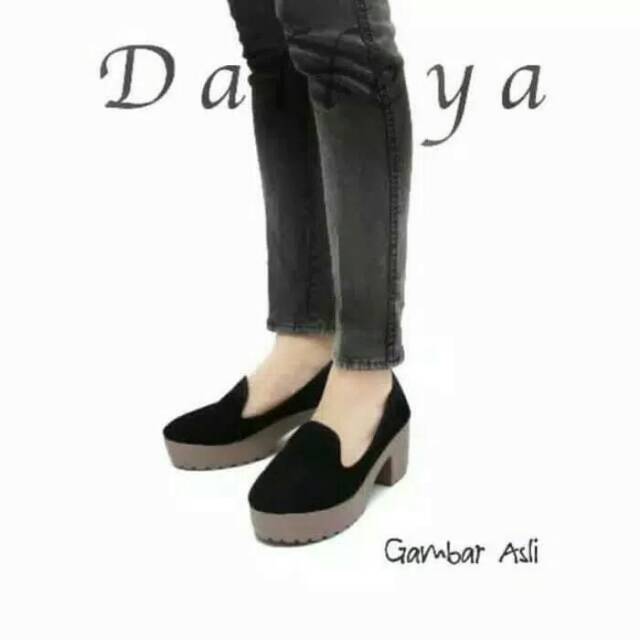 sepatu wanita heeled boots doctmart-hak tinggi-anchor-hitam-36