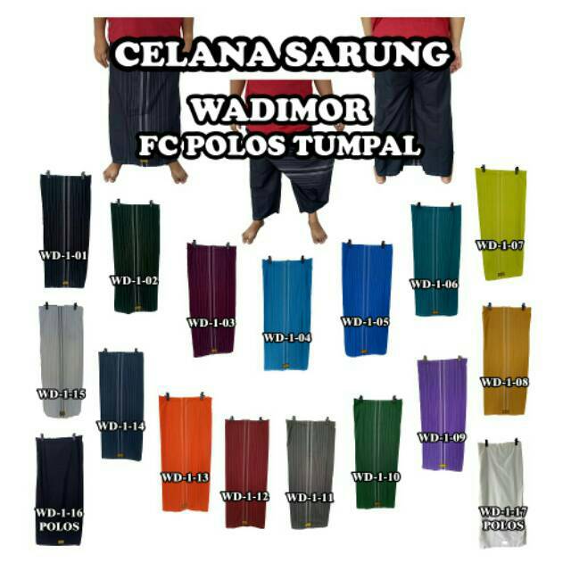 (KEMASAN TANPA DUS) Sarung Celana Dewasa Wadimor Asli, Cesar Instan Uje Hitam Putih Warna Polos
