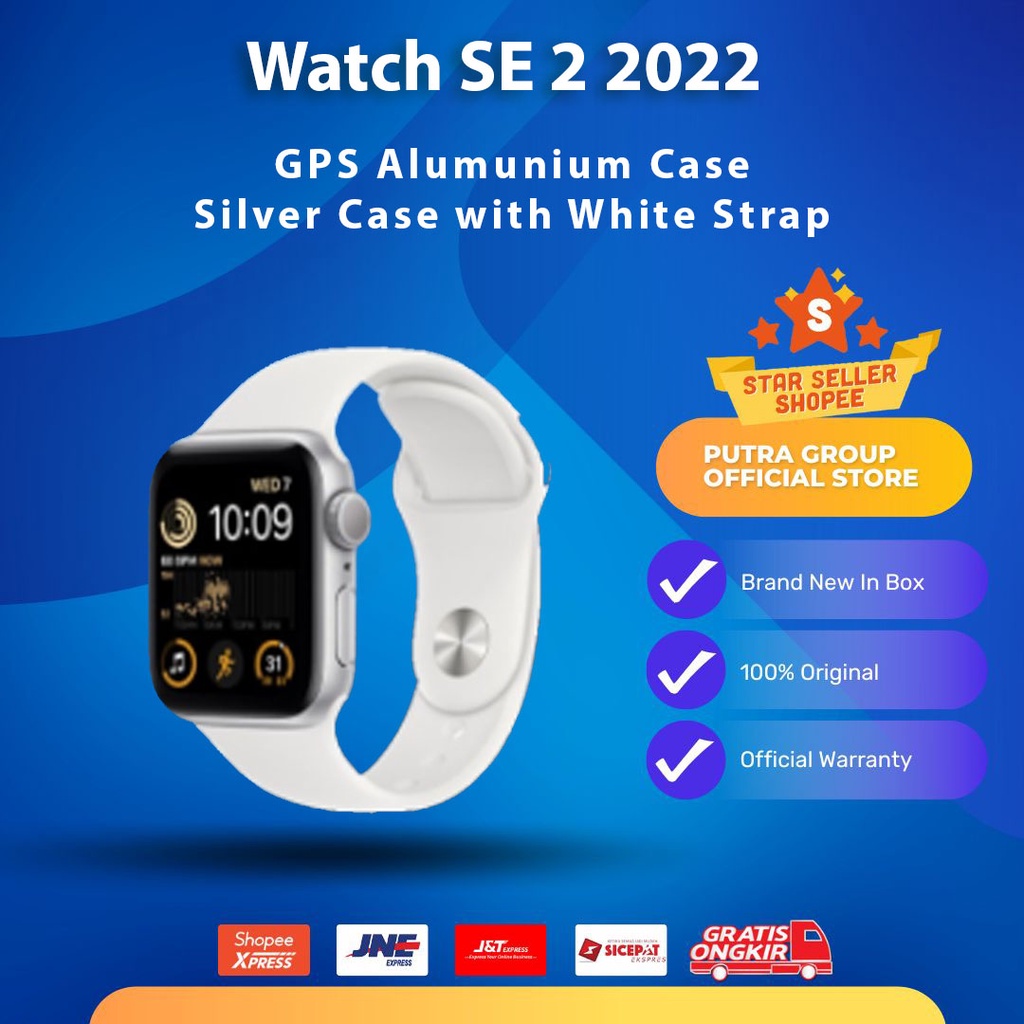 Watch SE 2 2022 44mm 40mm Silver Aluminum Case with White Strap GPS Only