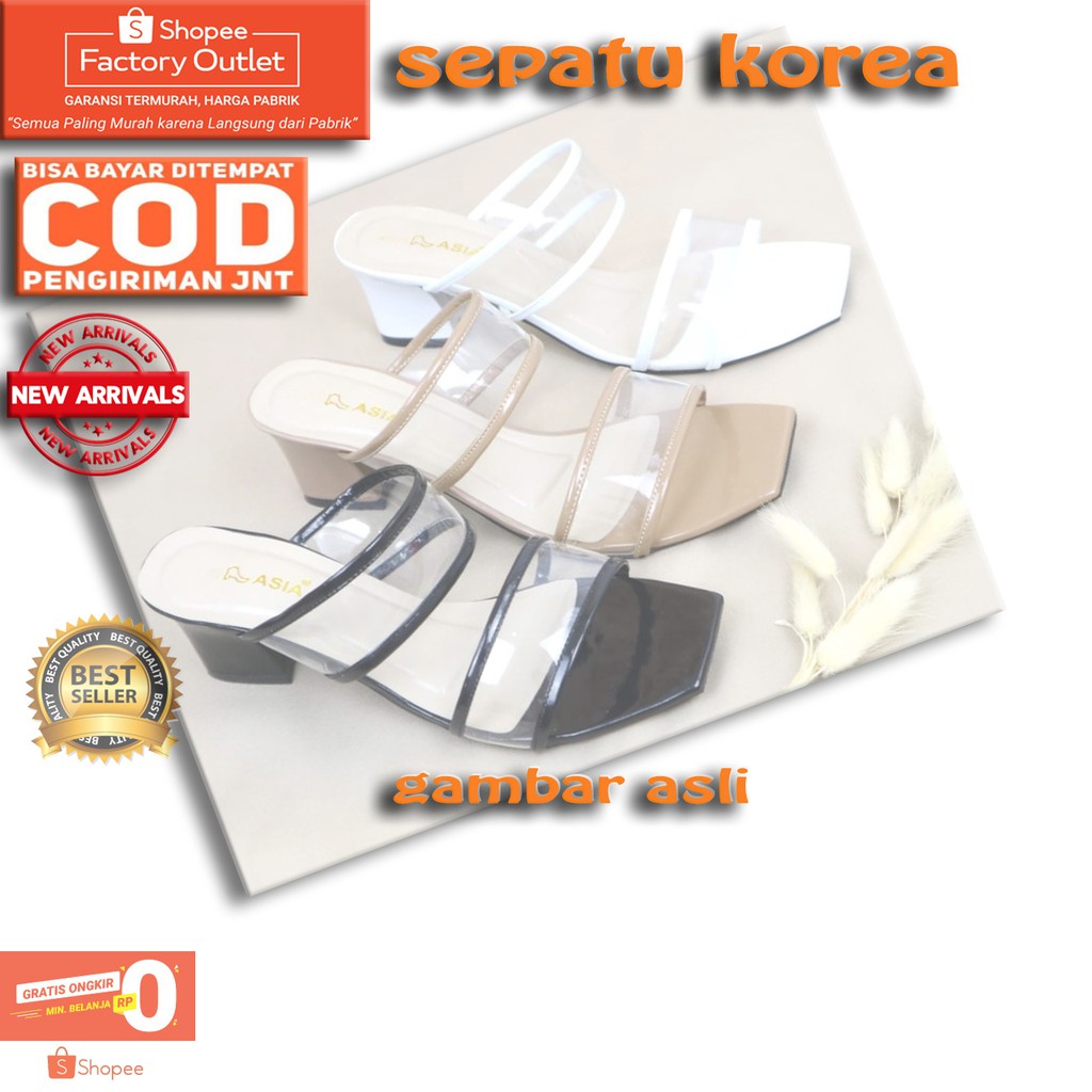 High Heels Wanita Murah Sendal Haihil Cewek Pesta NQ943 Sandal Kondangan Terbaru Brukat Polos