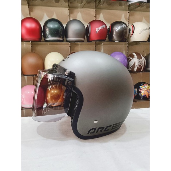 ARC Aizo Helm Bogo Warna Abu Doff Berlabel SNI Bisa COD Free Packing Kardus dan Bubble Wrap