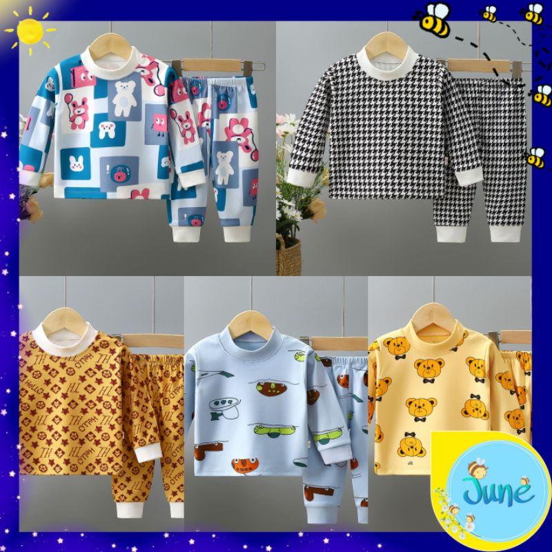 DISKON 10.10 JUNE_COLLECTIONS BAJU TIDUR ANAK SETELAN PIYAMA BAYI SET LENGAN PANJANG BAHAN LEMBUT #006-010