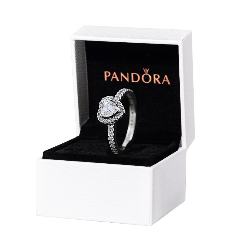 Pandora Cincin Sterling Silver 925 Desain Hati Hias Kristal Cubic Zirconia Untuk Wanita