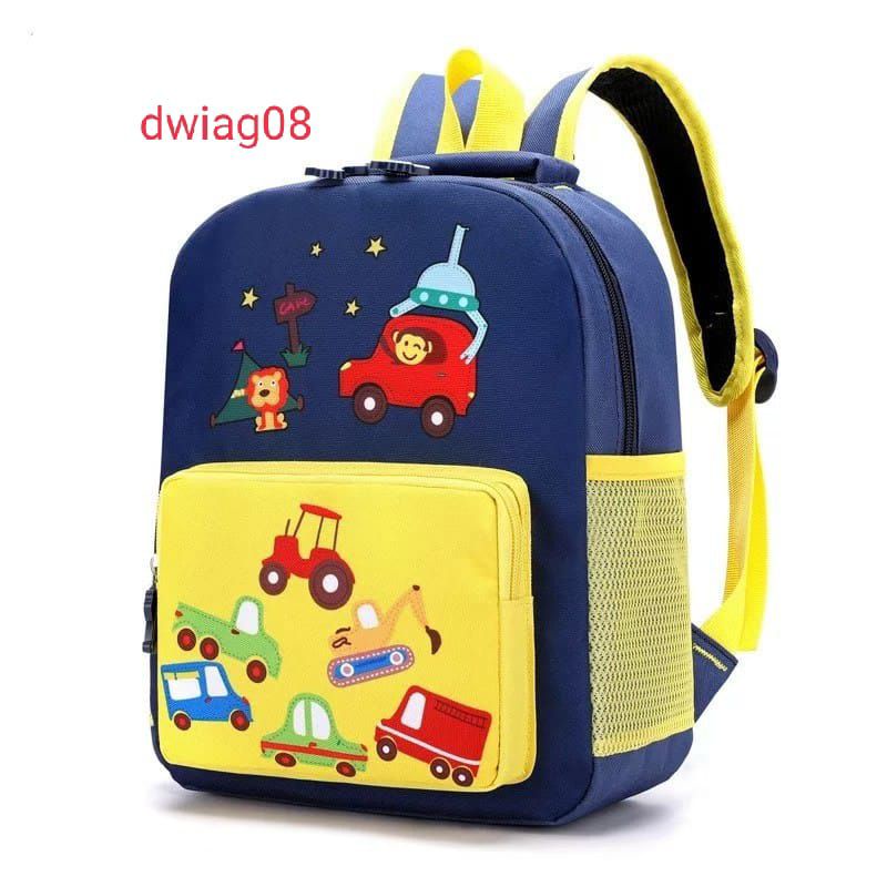 DDT_Bags - Tas Ransel Anak paud TK cewek cowok terbaru dan terpopuler Karakter Monkey Mobil