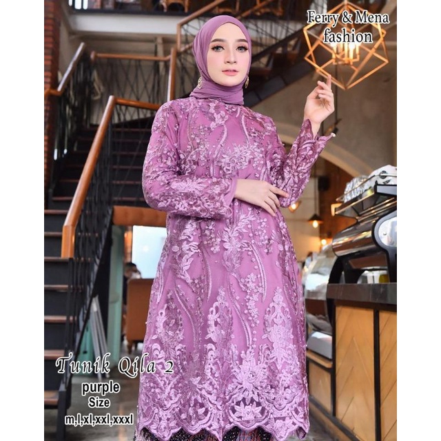 Terlaris!! Setelan Kebaya Qila 2 / Kebaya Tunik Jumbo / Kebaya Tulle Big Size