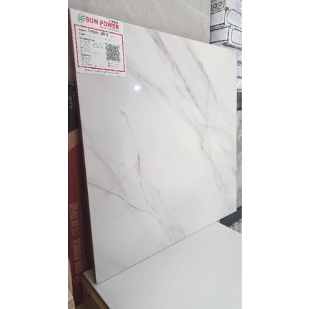 Keramik Lantai Ruangan 50x50 Motif Marmer Corak Random Glossy Canova White