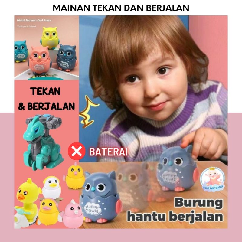 Mainan Robot Anak Tekan dan Berjalan Tanpa Baterai Lucu