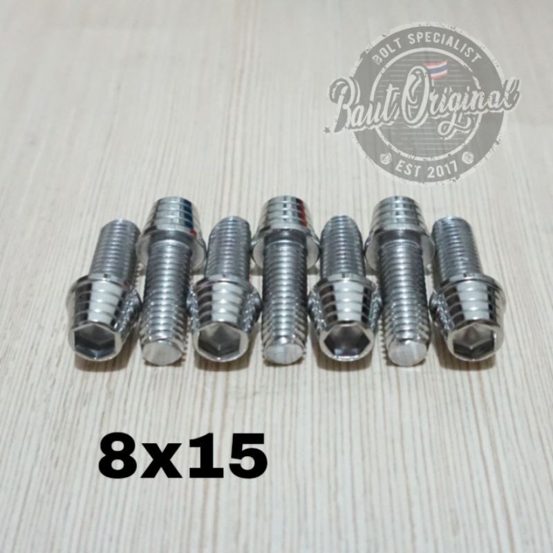 Baut probolt kerucut silver 8x15 drat 12 panjang 1.5cm heng thailand harga satuan