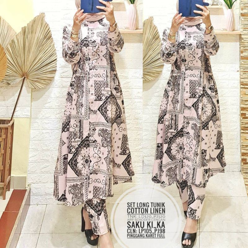 ```Set long Tunik Cotton linen``