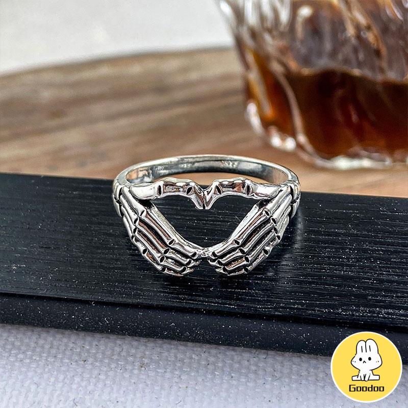 Korea Retro Hell Ghost Tangan Cinta Cincin Mendominasi Tren Pria Dan Wanita Cincin Perhiasan -Doo