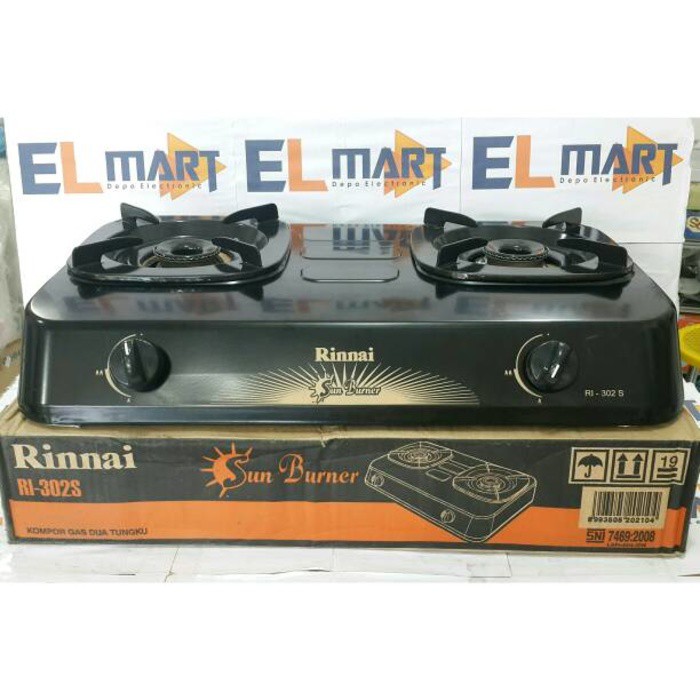 Kompor Gas Rinnai  2 tungku RI 302S  302  S Sun Burner Gas Stove SNI Original