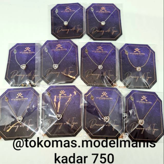 Kalung Emas dancing stone dancing with Igun emas putih rosegold kadar 750 best seller