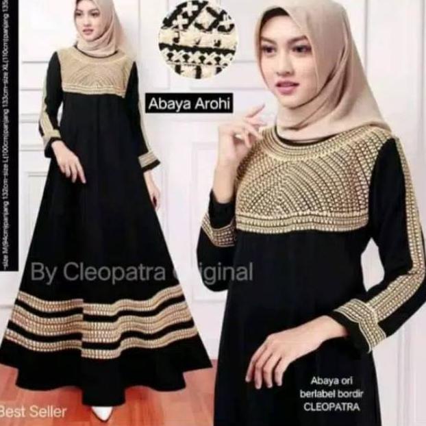 [KODE AMFBI] ABAYA HITAM BORDIR AROHI / MUTIARA