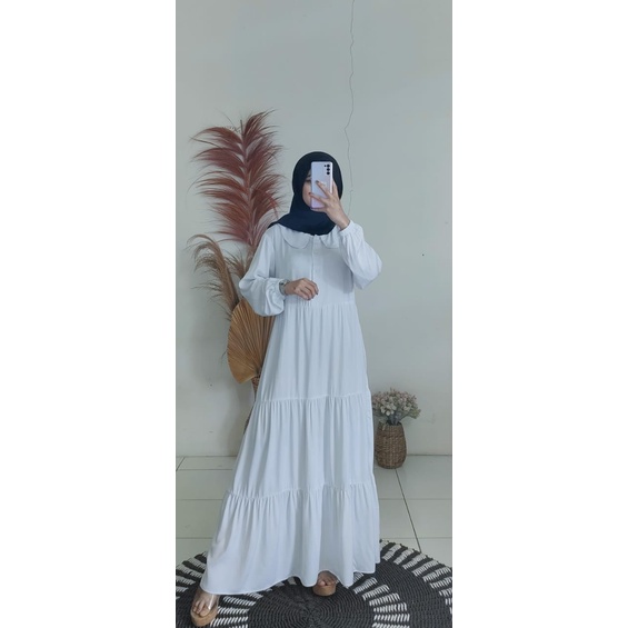 GAMIS PUTIH REMPEL JUMBO | NEW YASA DRESS / RAYON TWILL TERBARU  / BUSUI FRIENDLY (Kancing ) | YASA 