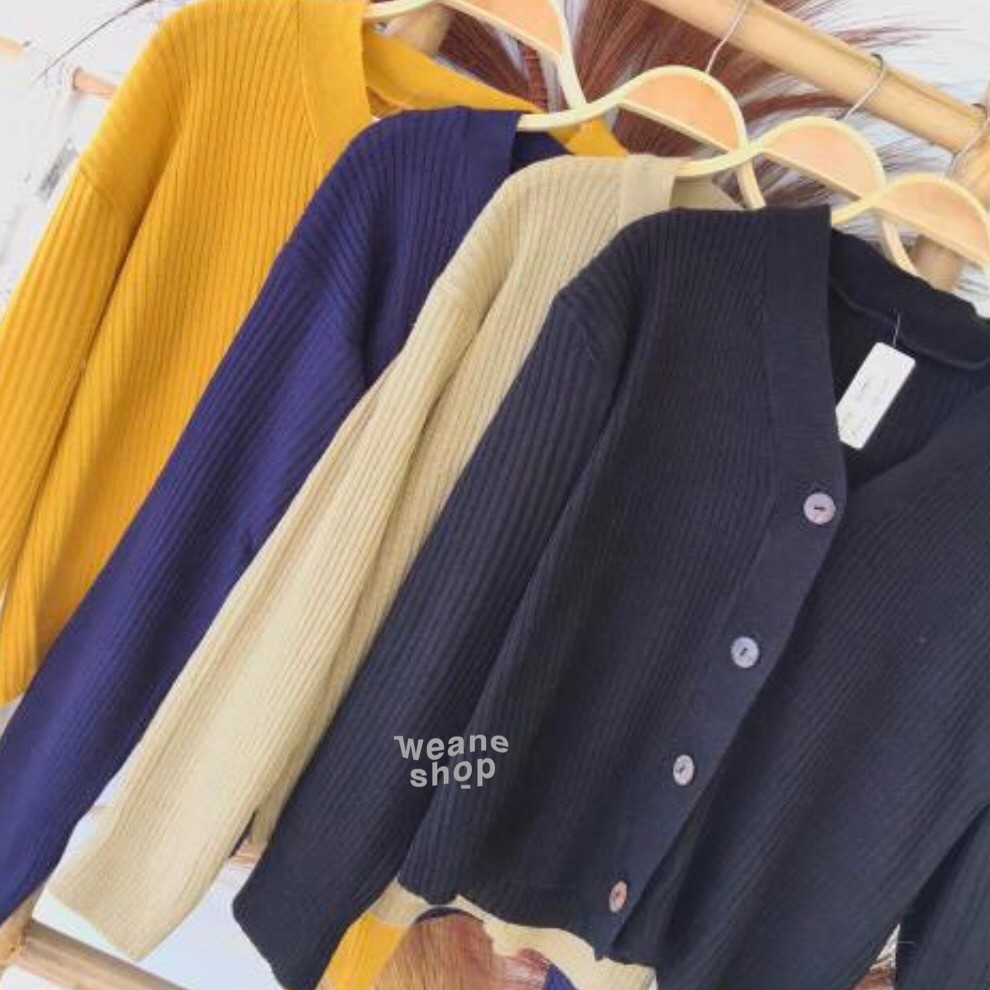 CARDIGAN RAJUT WANITA || KARDIGAN BASIC POLOS CEWEK CROP CARDY WILLY PREMIUM || OUTER KNITTED CARDI-1