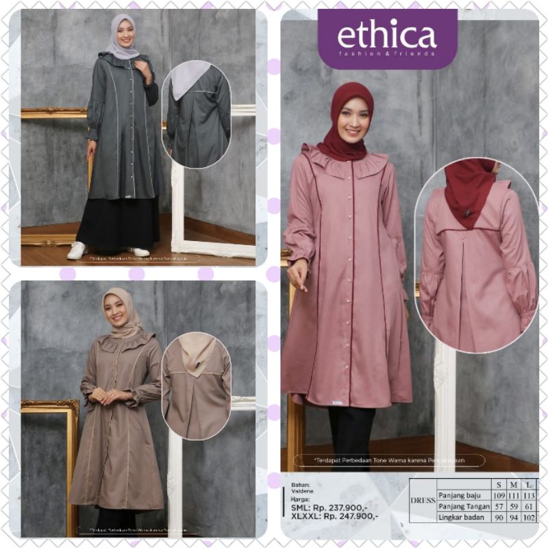 TUNIK ETHICA MEGUMI 22 NOSTALGIA ROSE DARK GREY GINGER SNAP