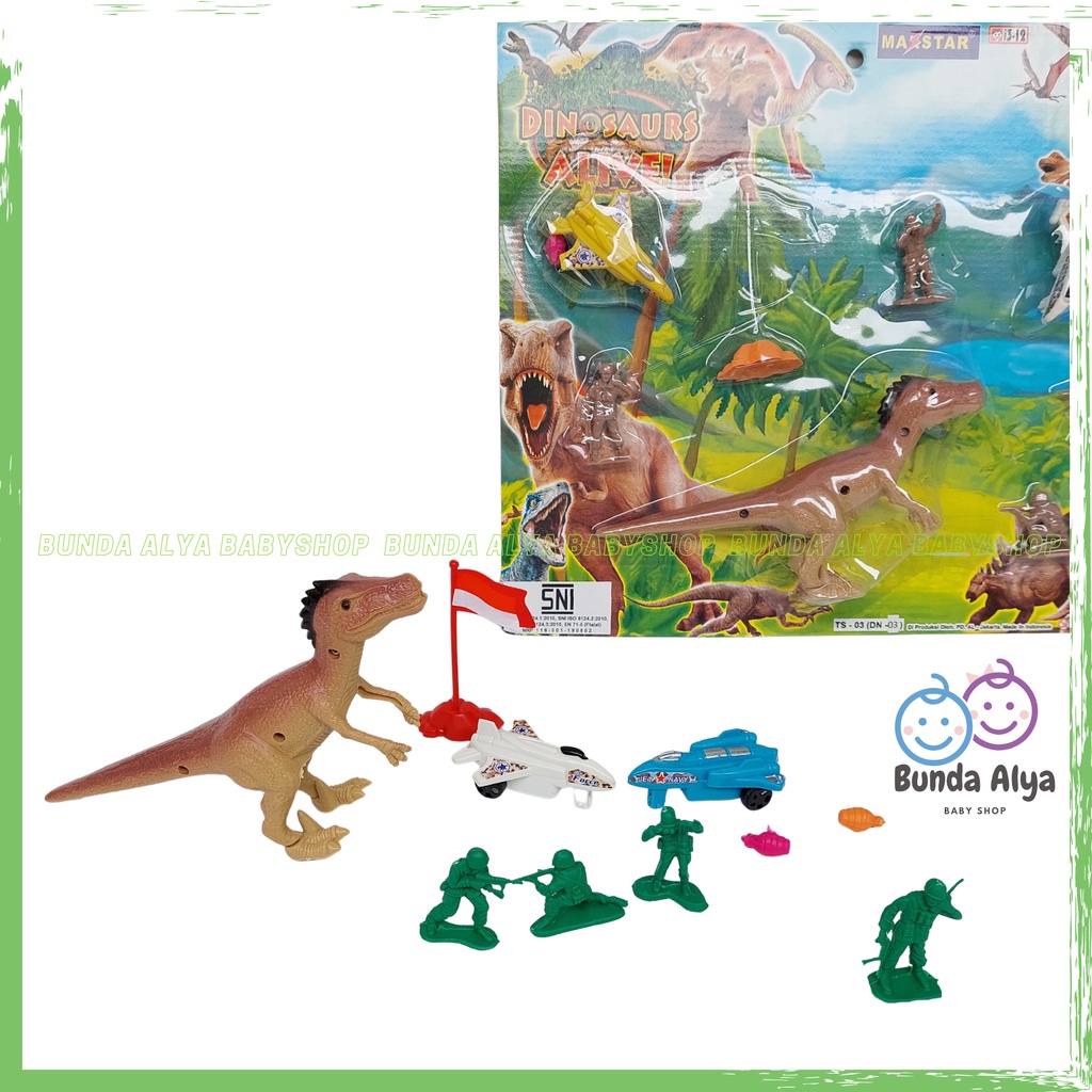 Set Mainan Dinosaurus set 1 Dinosaurus 2 Pesawat 1 Bendera dan 4 Army Set Mainan Perang Figur  Seru Anak Set Lengkap Mainan Perang Dino Anak