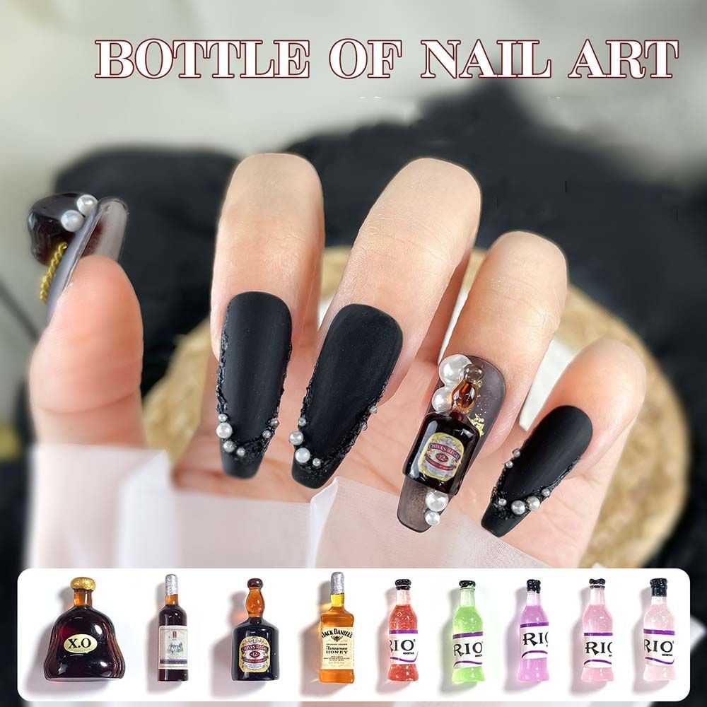 MXBEAUTY Mini Wine bottle Nail Decoration Retro Manicure Tool Nail Art Jewelry Luxurious Charm INS-style Japanese XO Wine Red Wine DIY Ornaments