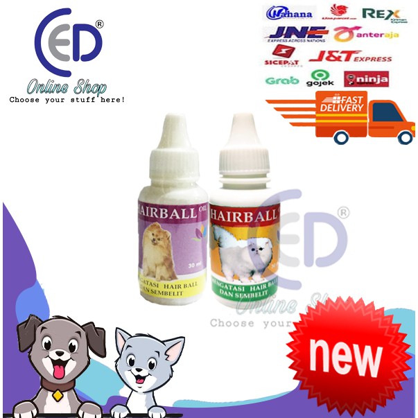 hairball oil 30ml mengatasi hairball &amp; sembelit kucing &amp; anjing