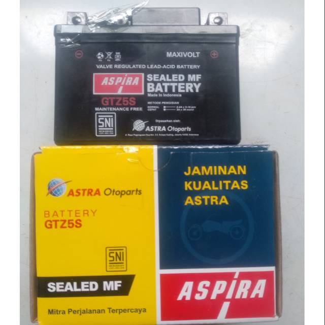 Aki kering gtz5serk Aspira by PT.astra Otoparts for all matic dan bebek