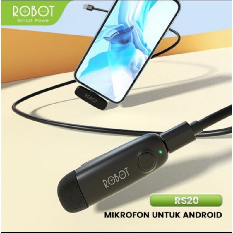 Robot RS20 Mic Wireless Usb C - Robot Mic Bluetooth Nirkabel Live Vlog