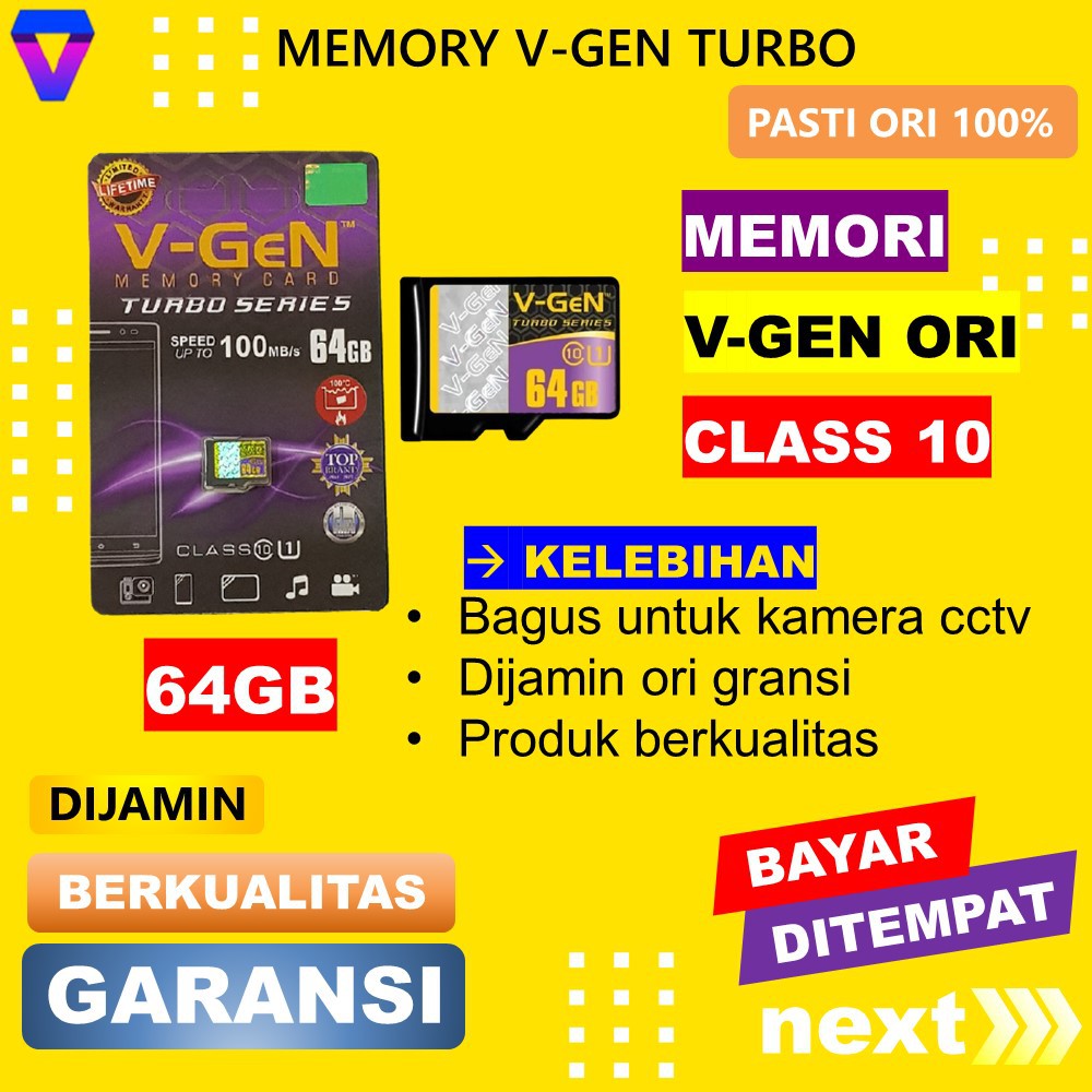 V-GEN Turbo MicroSDHC UHS-1 Class-10 100MB/s 64GB - GARANSI RESMI