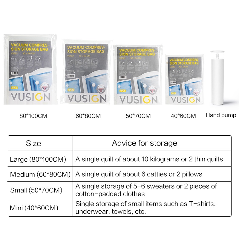 Vusign Vacuum Compression Bag / Kantong Plastik Vakum Transparan Anti Air VS58X