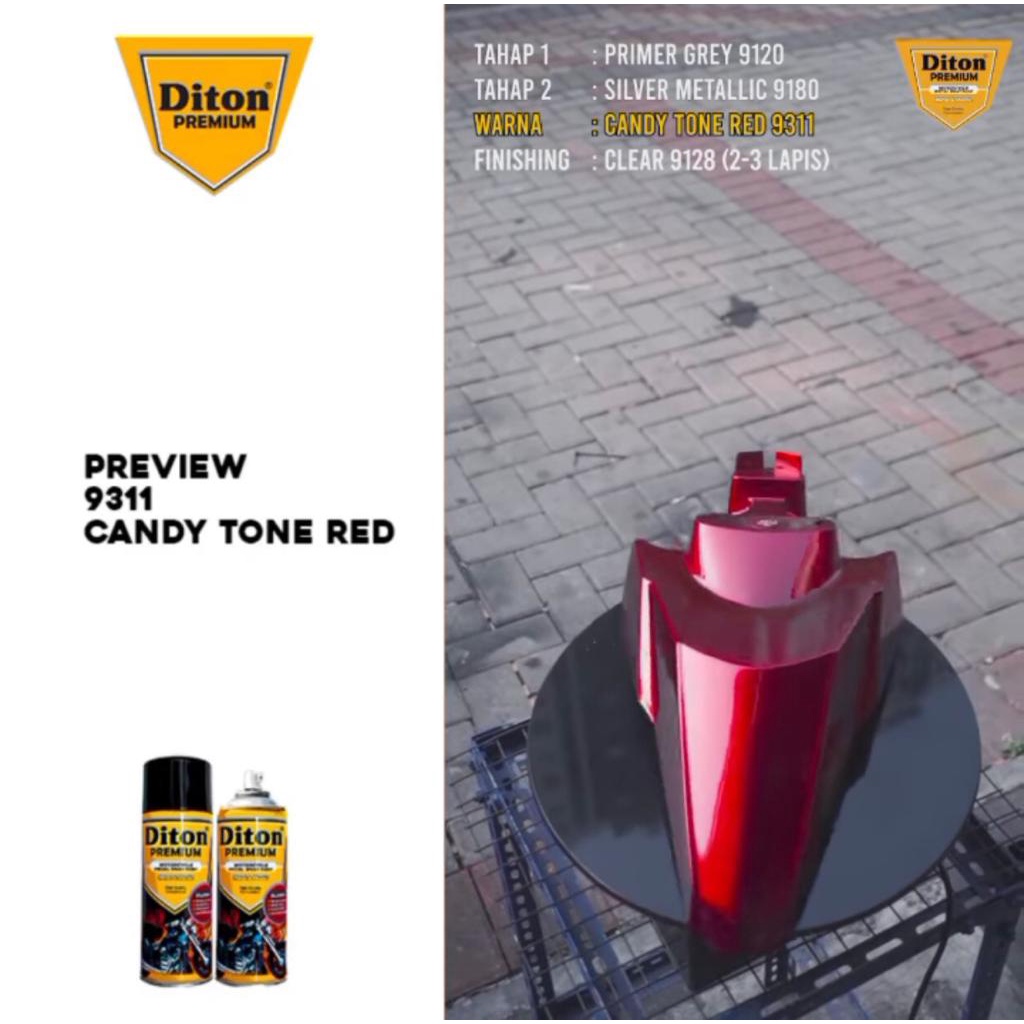 Cat Pilox Diton Premium Candy Tone Red 9311 400cc kendi cendi merah