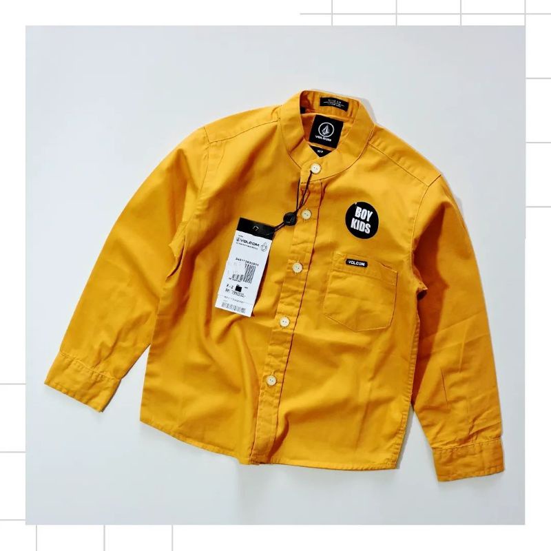 Kemeja Anak Laki Laki Lengan Panjang Branded Premium Atasan Kerah Shanghai Anak Cowok Keren Warna Merah Mustard Navy Bahan Katun Poplin 2 3 4 5 6 7 Tahun