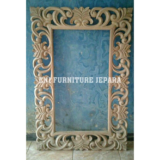 Figura cermin dinding persegi panjang - Figura cermin dinding jati - Figura cermin jati harga murah