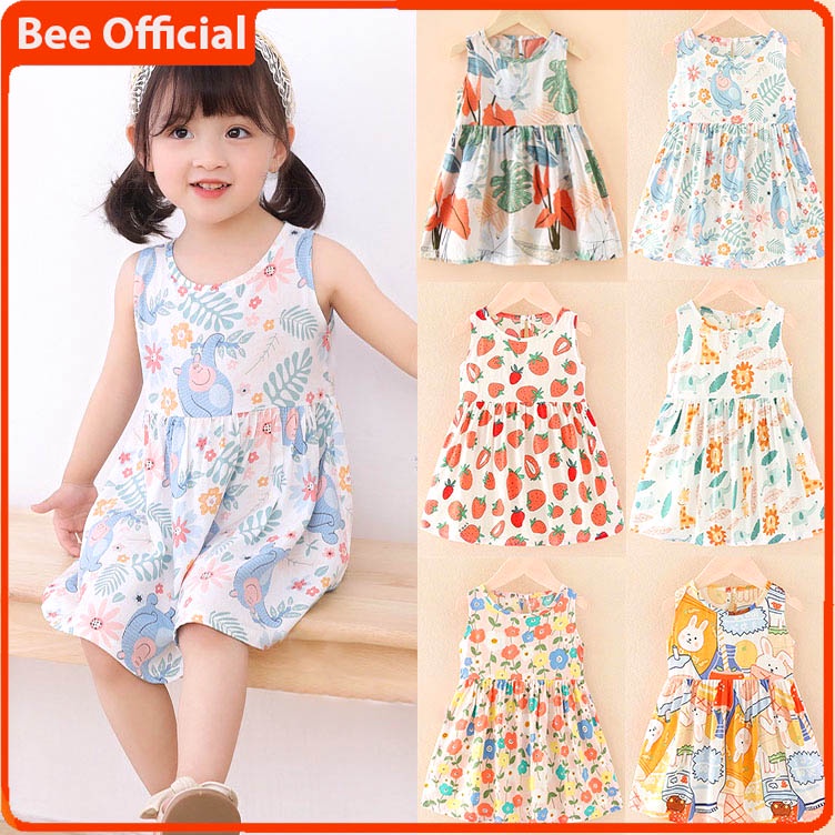 BEE - Dress Terusan Anak Perempuan Dress Santai Banyak Motif Usia 1 - 5 Tahun