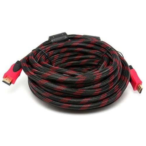 20m 25m Kabel HDTV Braided Nylon Serat Jaring Full HD 3D HDmi 20 / 25 Meter