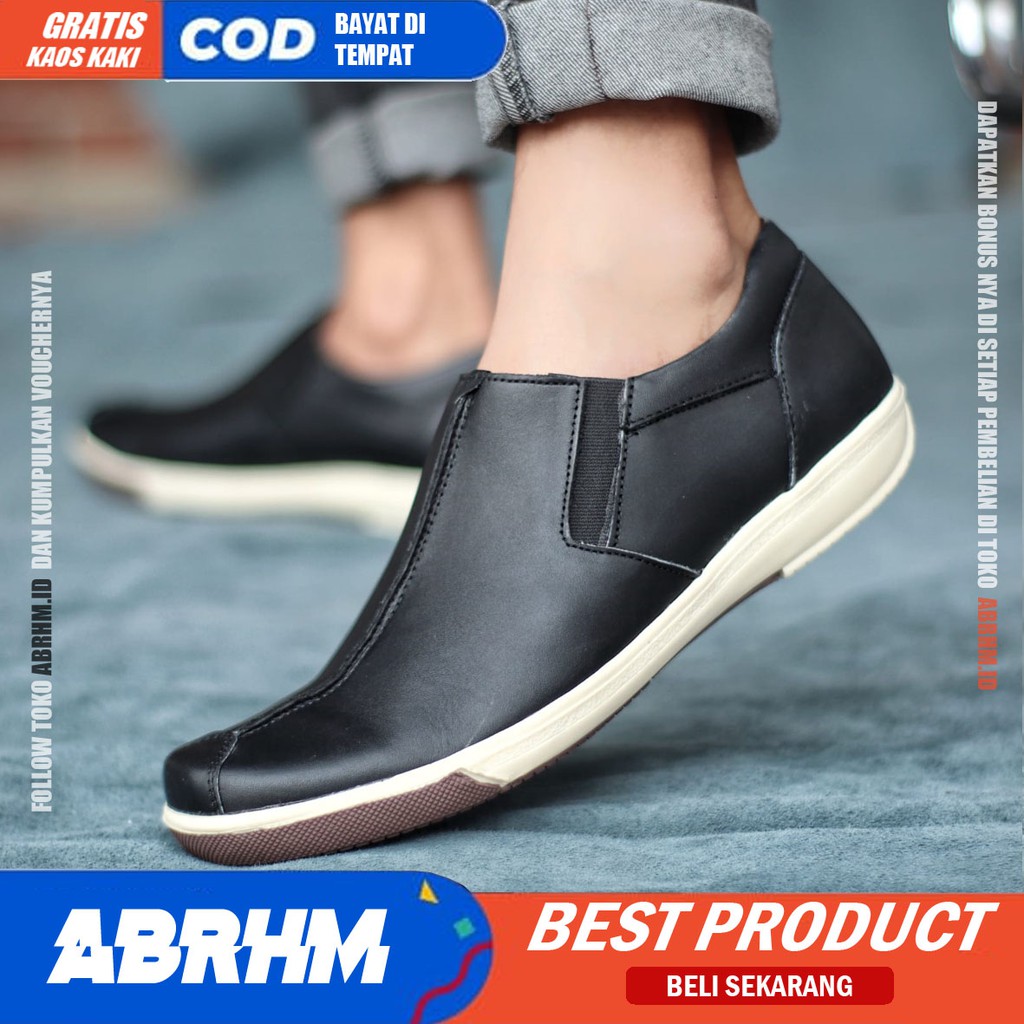 ABRHM x SANPLAT Sepatu Formal Pria Kulit Asli Sepatu Kerja Kantor Pantofel Cowok / Cowo Anti Slip Ori Sepatu Casual Kasual Pria Men Lokal Ori Original Footwear