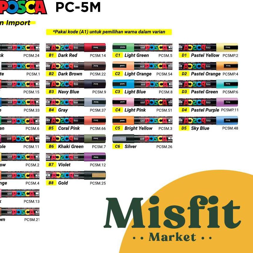 

Pasti Update UNI POSCA PC-5M Paint Marker (Medium Point) PC5M Spidol Warna Warni RR4''