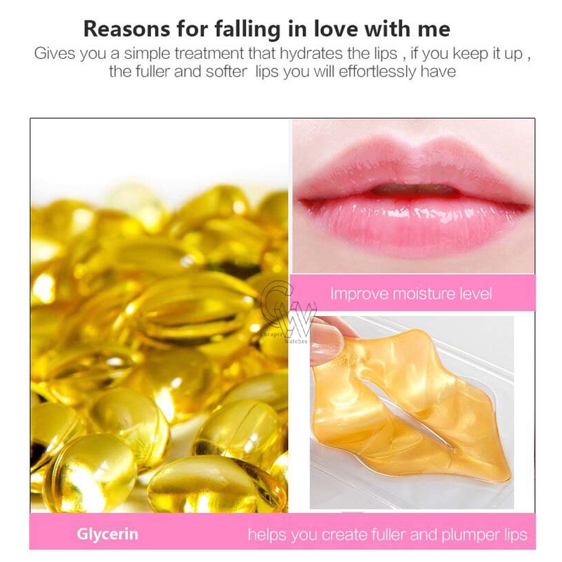 Cheaper-10 pcs-Masker Bibir / Gold Collagen Lip Mask / Masker Pelembab Bibir