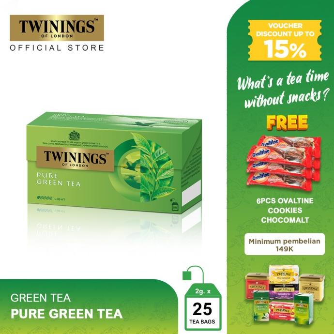 

[ COD ] Twinings Teh Hijau Celup Pure Green Tea 25x2gr PRODUK TERBATAS Kode 1100