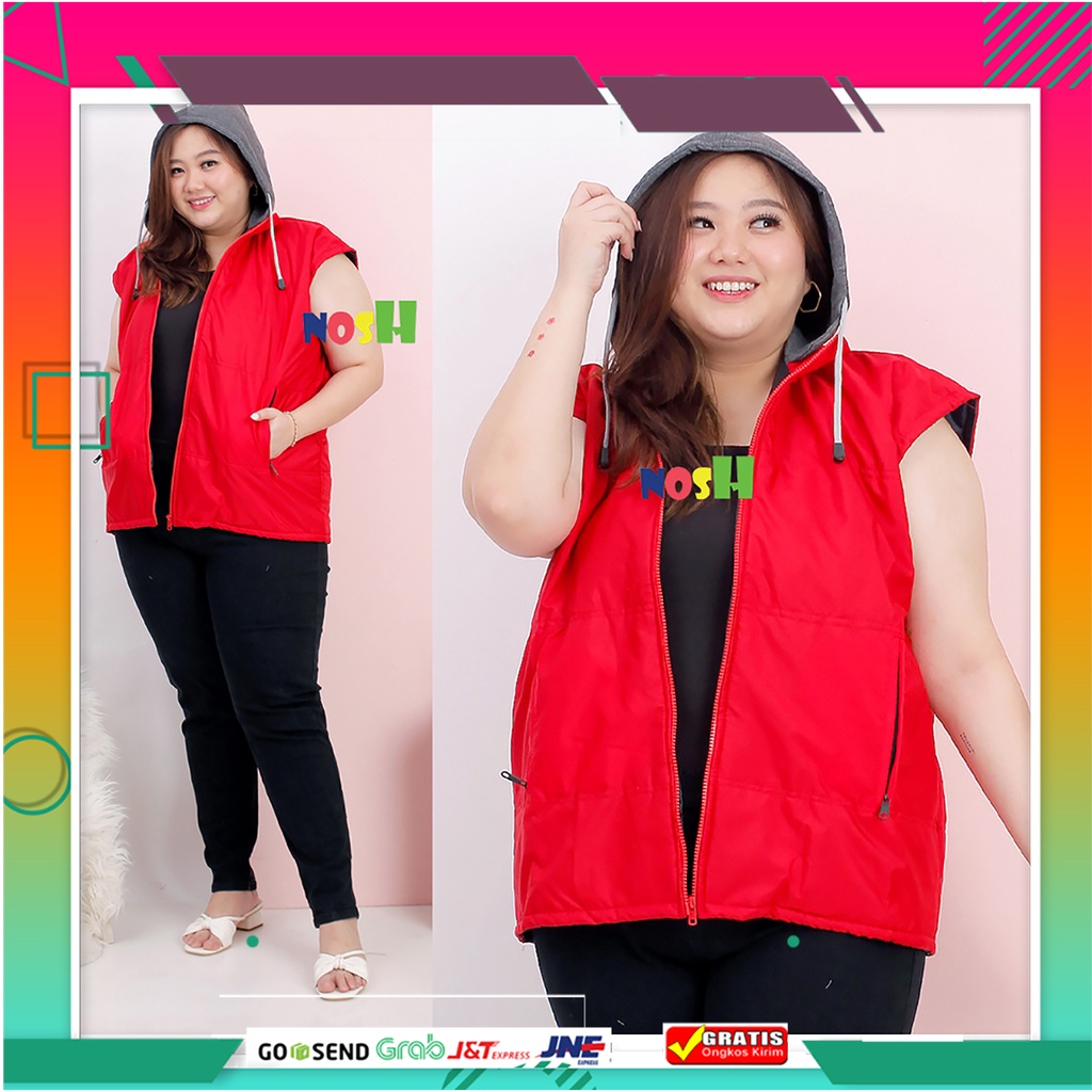 Baju Rompi Parasut Wanita Jumbo Big Size Ld 130 Cm / Outer Vest Korea Wanita Jumbo - Nosh