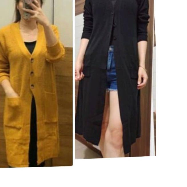 ➫ Long Cardy Kancing 3//Cardigan Saku//Cardigan Rajut Oversize ֍