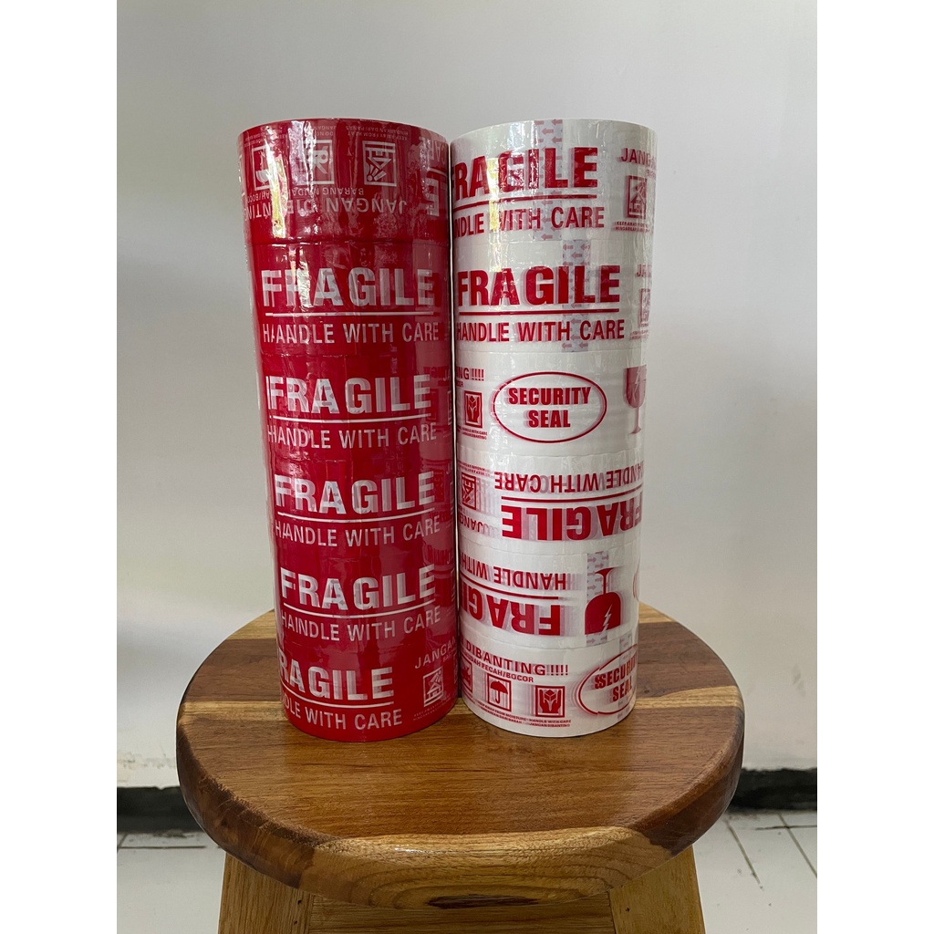 

Lakban Fragile Merah/putih Matic