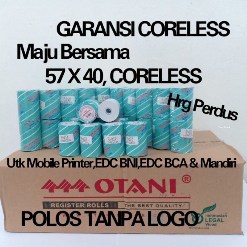 

Promo Kertas Struk Thermal Spot Gojek Harga Perdus 57x40 CORELESS Merk Otani