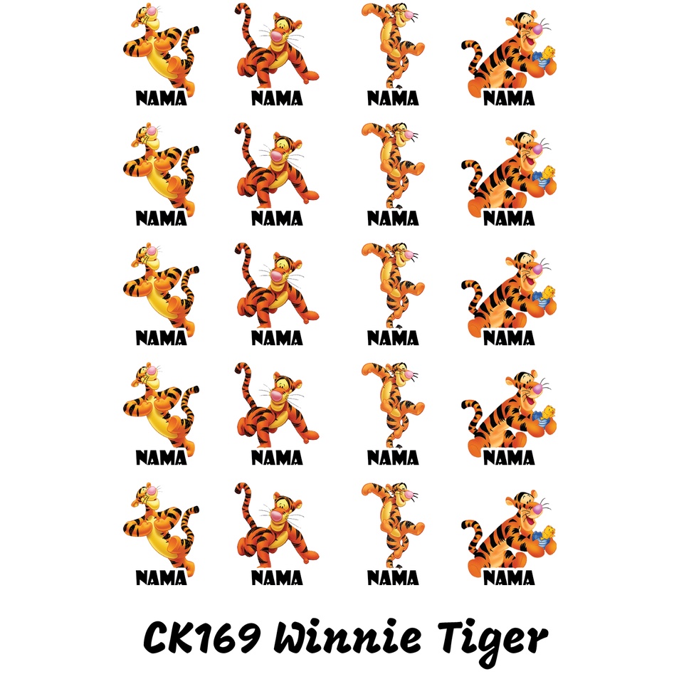 

Sticker Nama Cutting Label Waterproof Tahan Air Winnie Tiger (CK169)