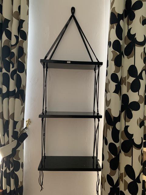 Rak Dinding Custom Susun 3 Tali Hitam Minimalis, Rak Kayu Dinding, Rak Tali