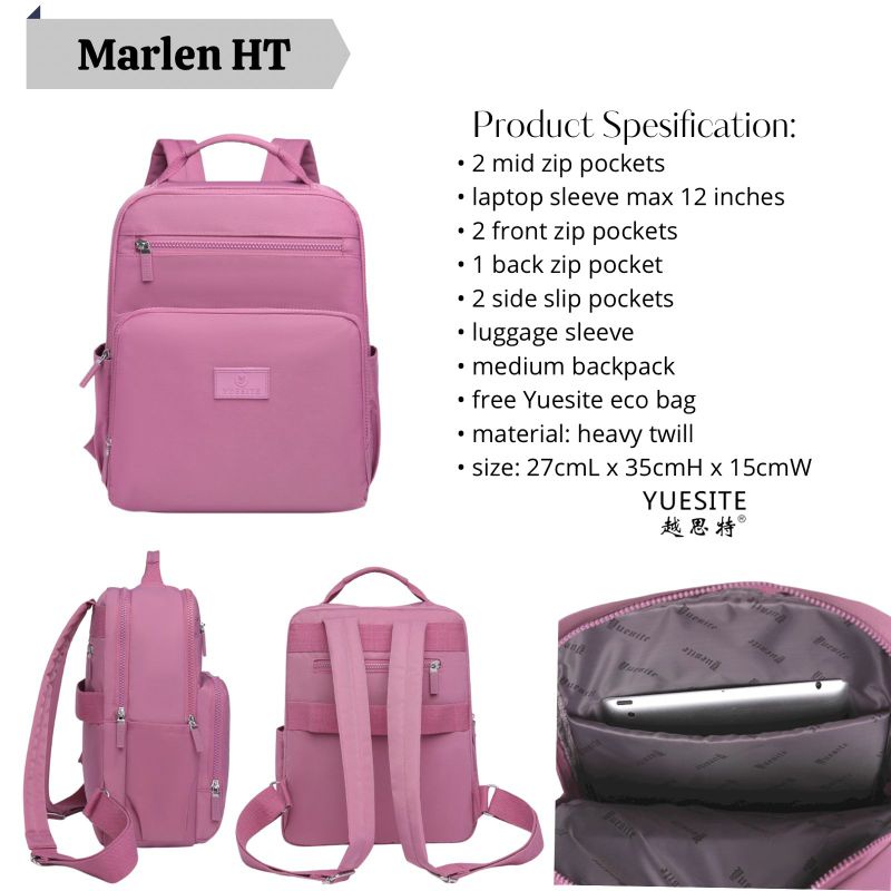 YUESITE MARLEN TAS RANSEL LAPTOP ORIGINAL BACKPACK CYUTEBAGS