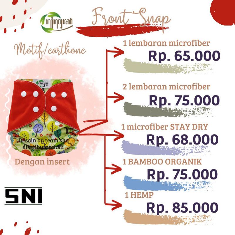 Clodi Cloth Diapers Ningrat Front Snap Popok Bayi Popok Cuci Ulang popok Kain Modern Bayi Pempes kai