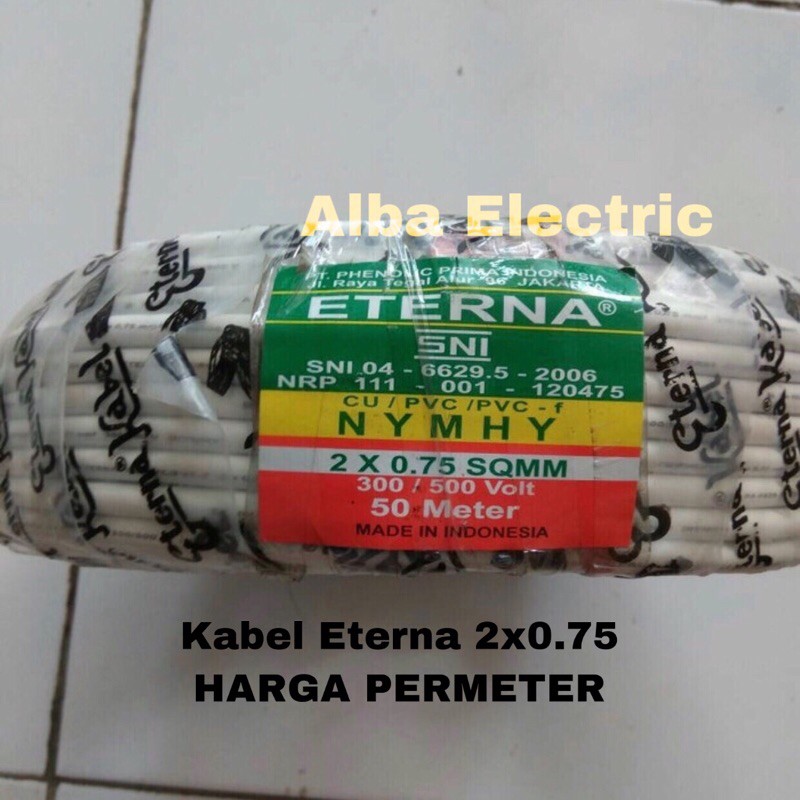 Kabel ETERNA 2x0.75 mm HYO (Harga Meteran) Kabel ETERNA 2x0.75meteran Serabut Tembaga