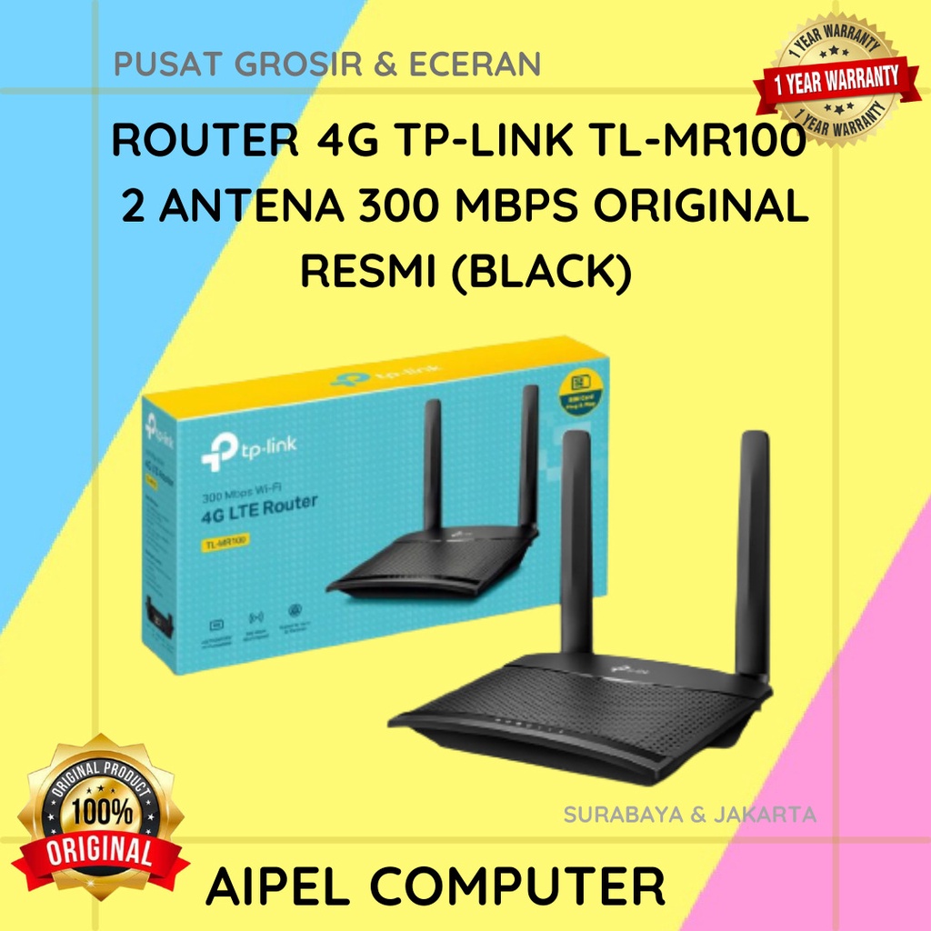 MR100 | ROUTER 4G TP-LINK TL-MR100 ORIGINAL RESMI (BLACK)