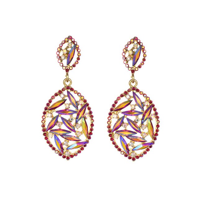 LRC Anting Tusuk Fashion Alloy Studded Oval Stud Earrings D33791