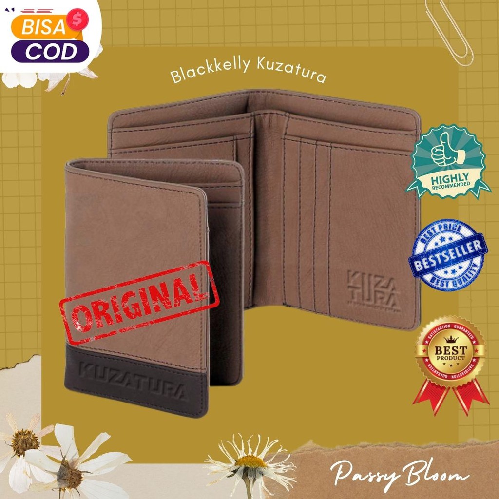 Kuzatura Dompet Lipat Pria Fashion Dompet Pendek Lelaki Kecil Wallet Simple Keren Bahan Premium