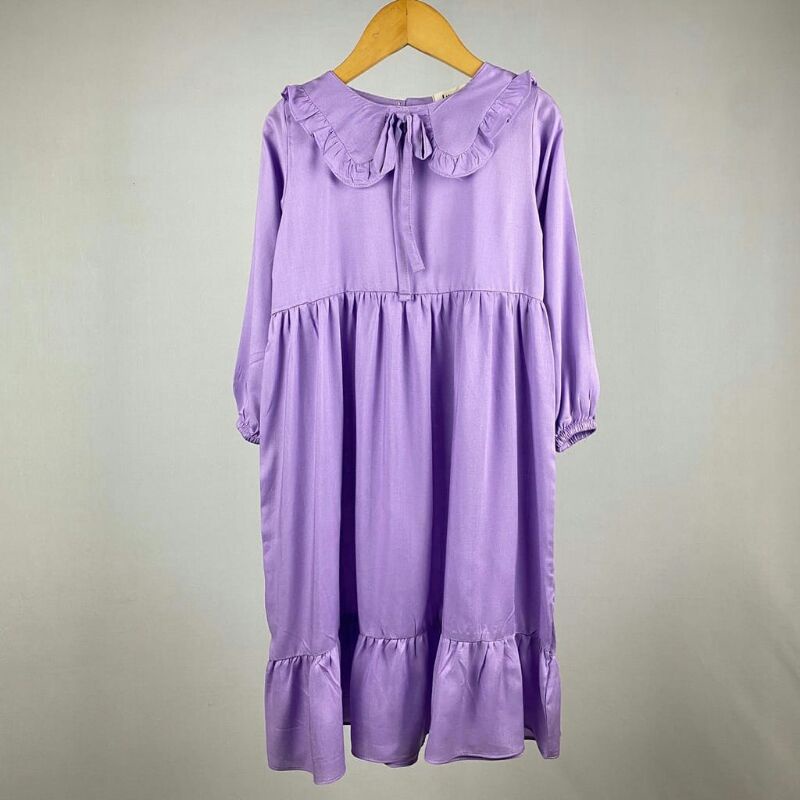 gamis rayon anak hanum warna LILAC 2-10th lucuna